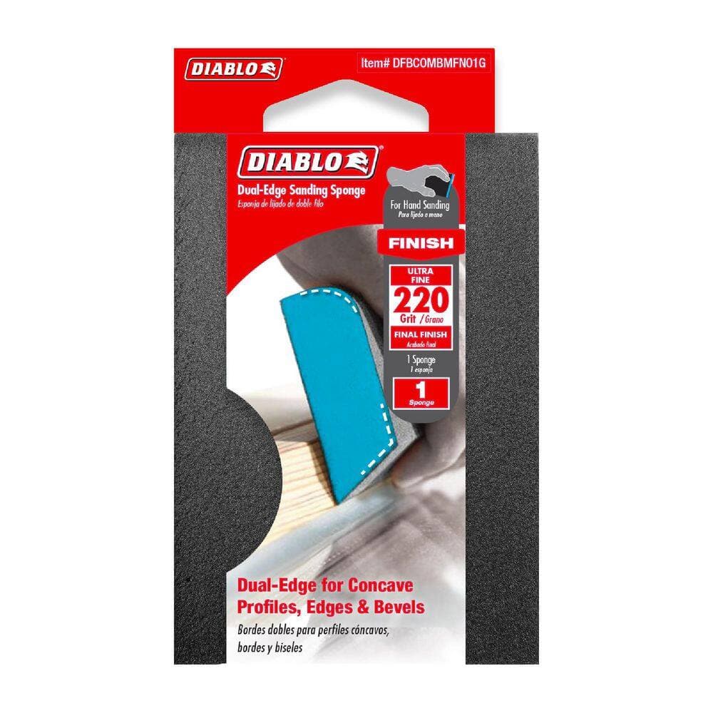 DIABLO 4-1/2 in. x 2-3/4 in. x 1 in. 220 Grit Ultra Fine Dual-Edge Sanding Sponge (3)
