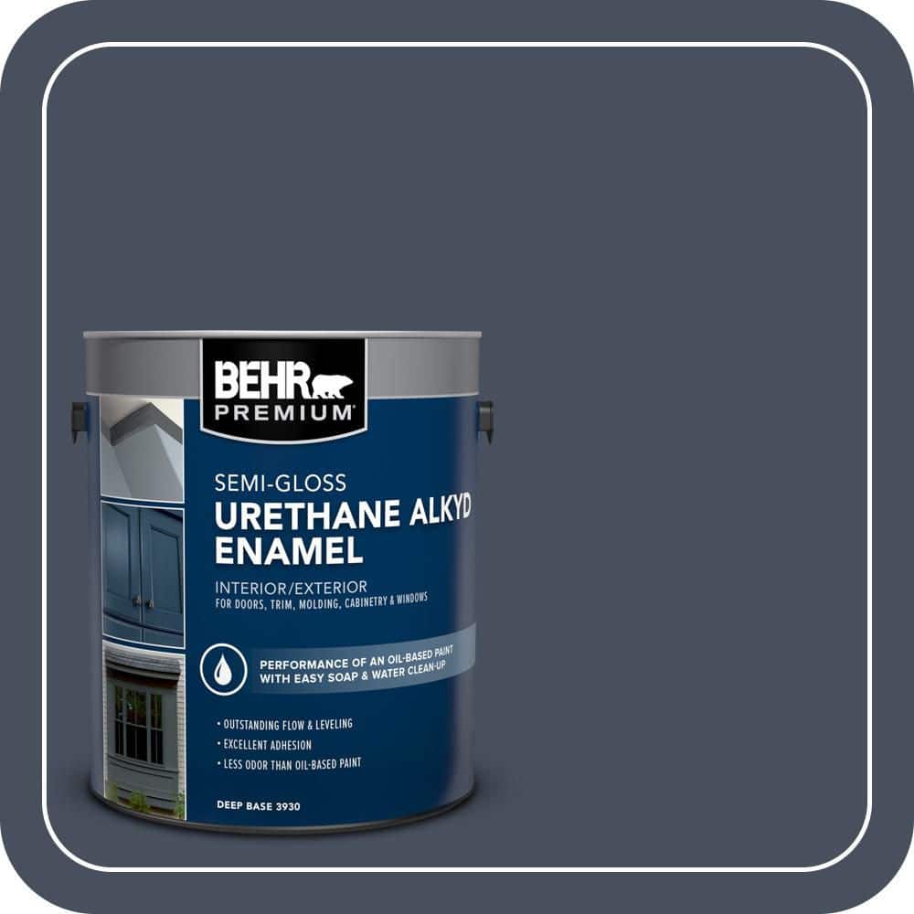 BEHR PREMIUM 1 gal. #S510-7 Dark Denim Urethane Alkyd Semi-Gloss Enamel Interior/Exterior Paint