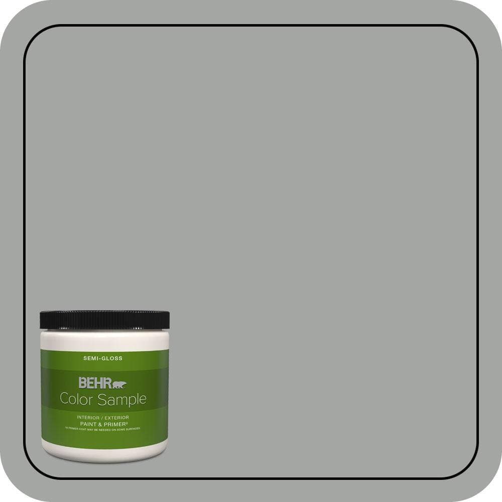BEHR PREMIUM PLUS 8 oz. #PPU25-04 Sharkskin Suit Semi-Gloss Interior/Exterior Paint & Primer Color Sample