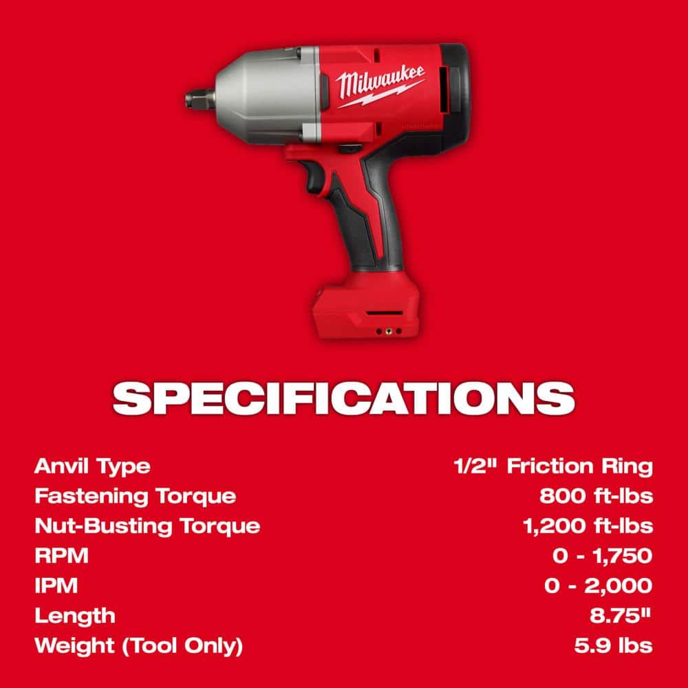 Milwaukee M18 18-Volt Lithium-Ion Brushless 1/2 in. High Torque Impact Wrench with Friction Ring (Tool-Only) (3)