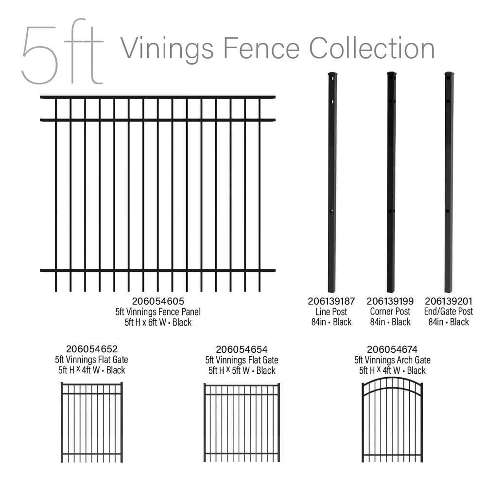 FORGERIGHT Vinings 5 ft. H x 6 ft. W Black Aluminum Pre-Assembled Fence Panel (5-Pack) (2)