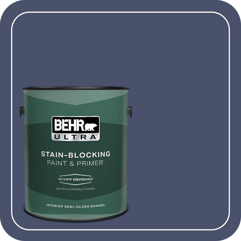 BEHR ULTRA 1 gal. #M530-7 Elegant Navy Extra Durable Semi-Gloss Enamel Interior Paint & Primer