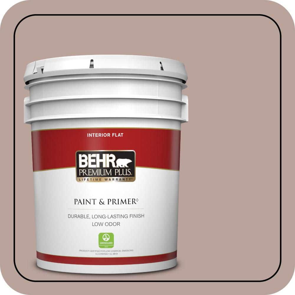 BEHR PREMIUM PLUS 5 gal. #N150-3 Cocoa Craving Flat Low Odor Interior Paint & Primer