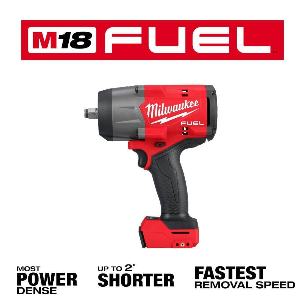 Milwaukee M18 FUEL 18V Lithium-Ion Brushless Cordless 1/2 in. Impact Wrench with Friction Ring w/XC Resistant 5.0 Ah Battery (2)