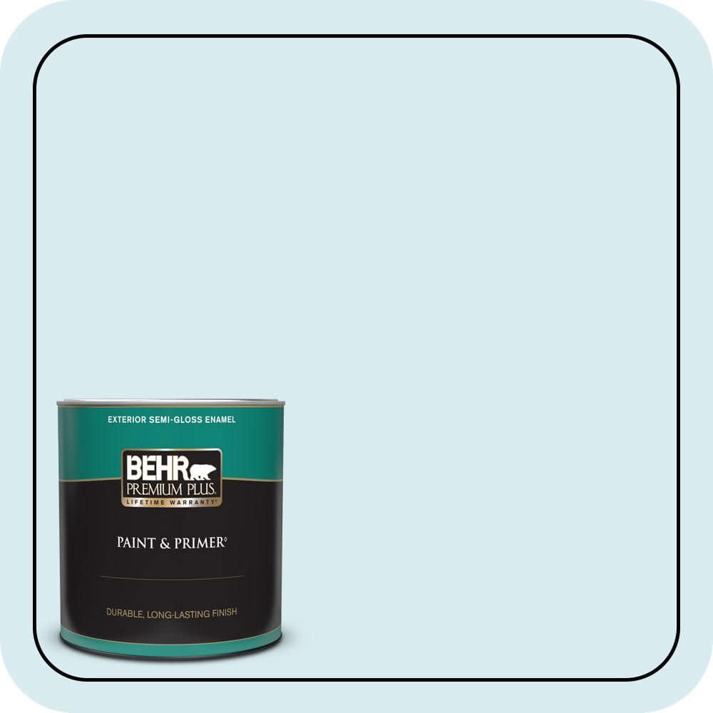BEHR PREMIUM PLUS 1 qt. #540A-1 Frost Wind Semi-Gloss Enamel Exterior Paint & Primer