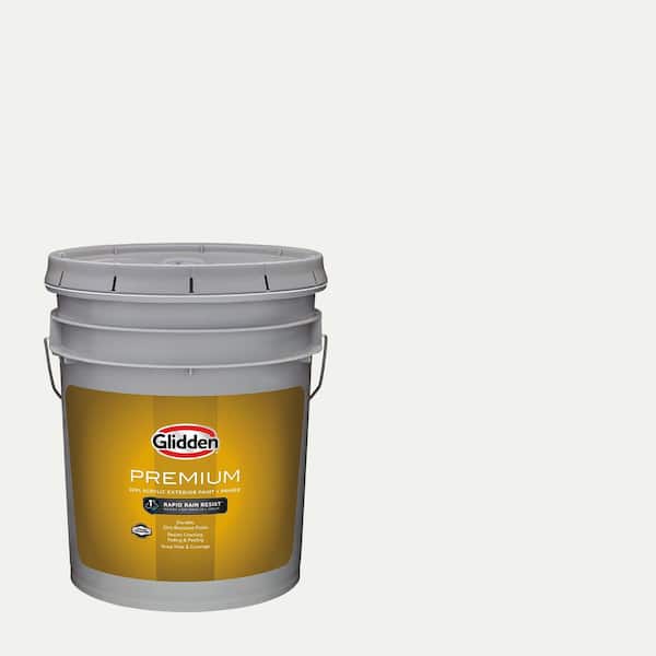 Glidden Premium 5 gal. PPG1001-1 Delicate White Satin Exterior Latex Paint (2)