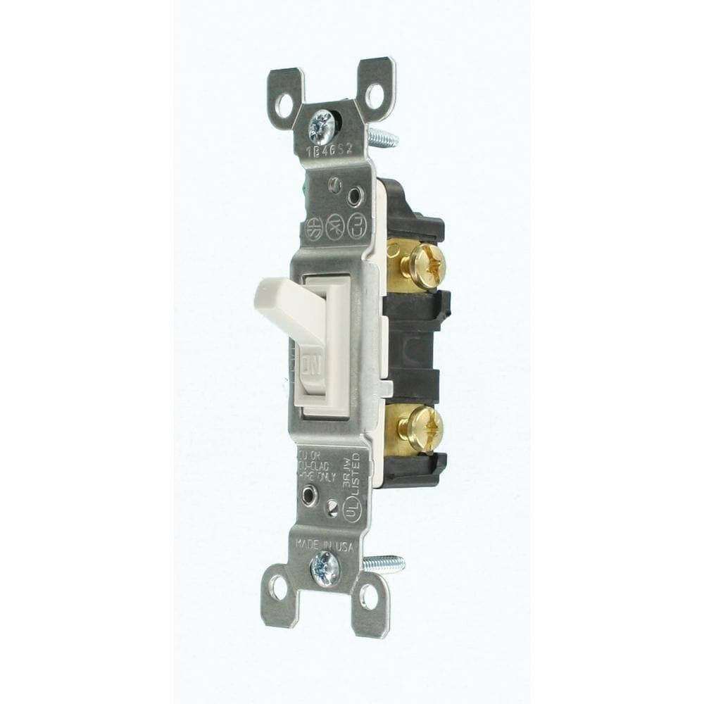 Leviton 15 Amp 120 Volt Single Pole Antimicrobial Treated Toggle Switch, White A1451-2AW (3)