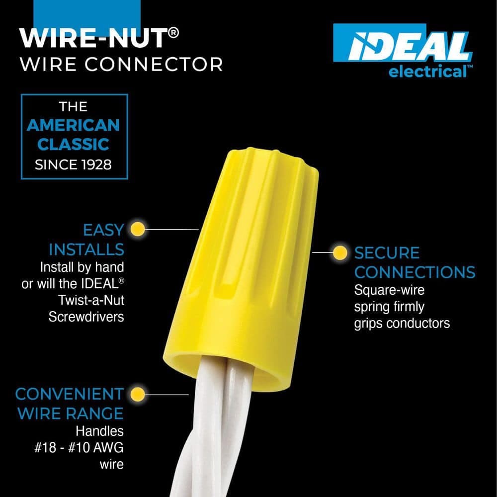 IDEAL Wire-Nut Wire Connector, 74B Yellow, Jar of 250 (2)