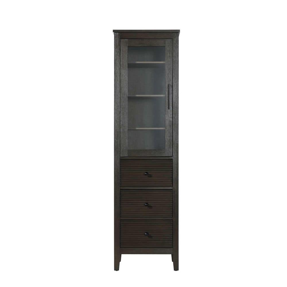 TIMELESS HOME 20 in. W x 18 in. D x 72 in. H Brown Freestanding Linen Cabinet (1)