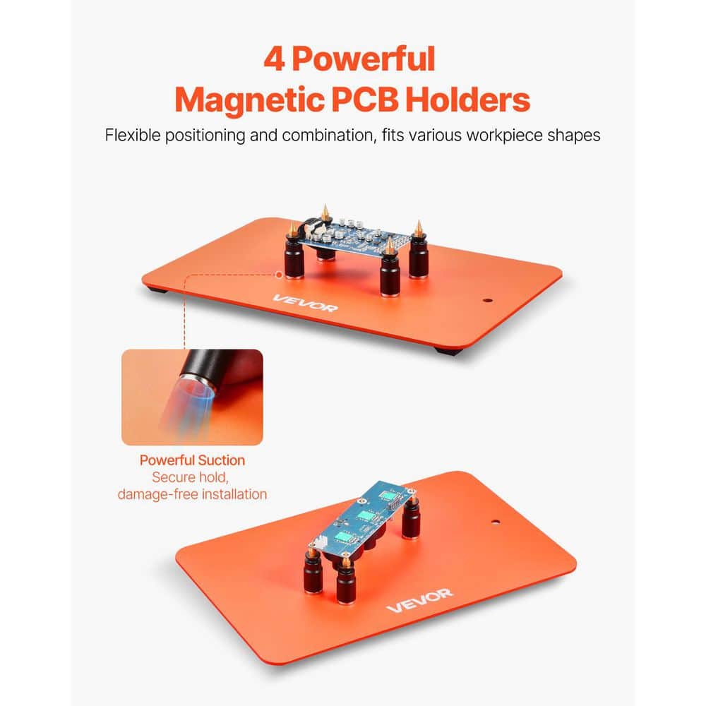 VEVOR Magnetic Helping Hands Soldering Station,Cordless, 4 Flexible Arms Third Hand Soldering Tool with 3X LED Magnifying Lamp (3)