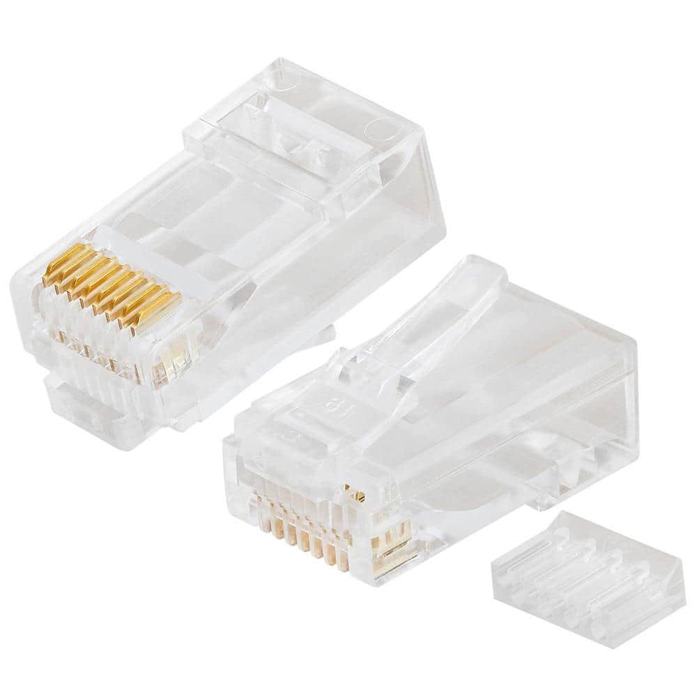 Platinum Tools RJ45 Cat6 Connector Round-Solid 3-Prong 8P8C with Liner (2-Piece)