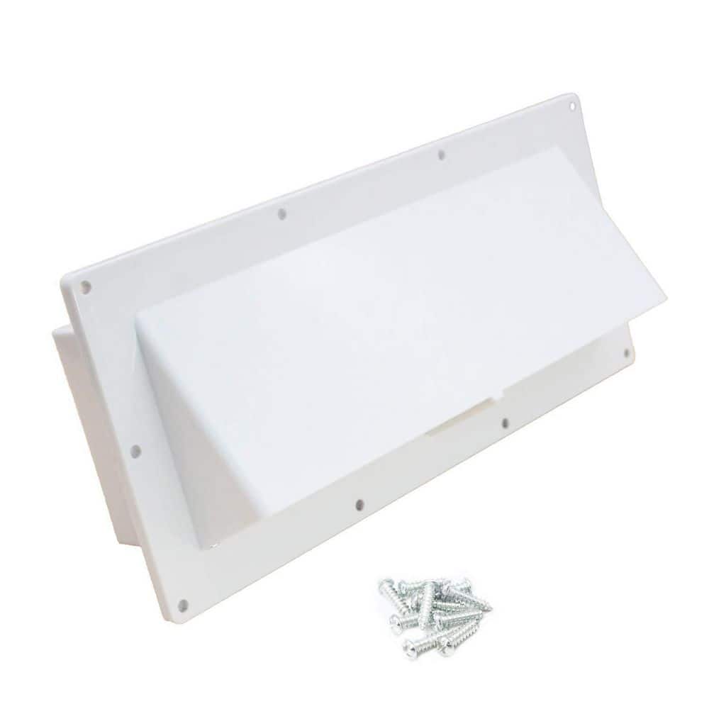 Laybus 10.3 in. x 3.5 in. White Plastic RV Range Hood Exhaust Vent Cover, Outside Damper for Motorhome Trailer Camper (1)