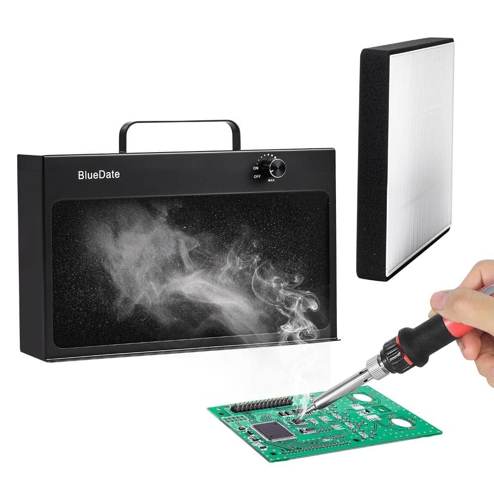 KucyBor HEPA Solder Fume Extractor Fan Solder Smoke Absorber DIY Work Fan for Soldering Station, Hand Engraving (Black)