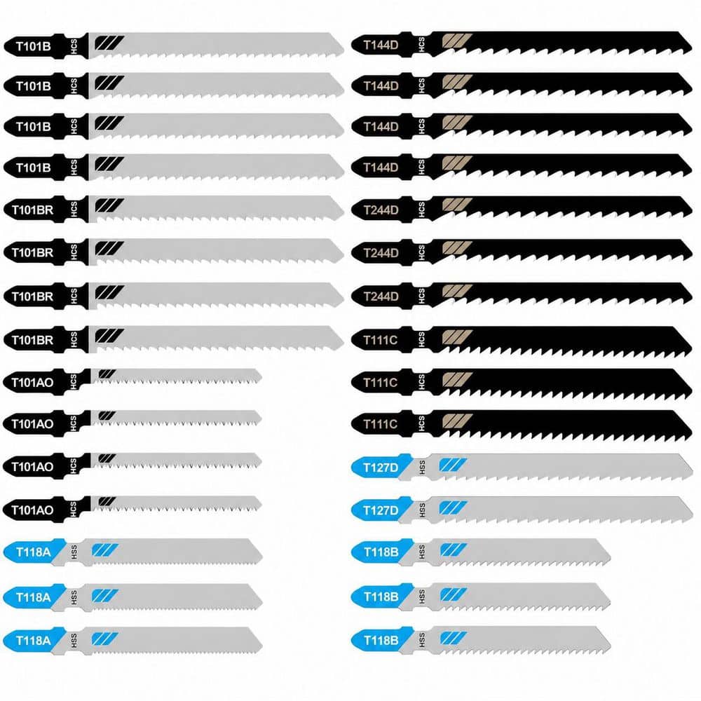 LAIFUCAM Assorted HCS HSS Jigsaw Blades Set with T-Shank for Wood Metal Plastic Cutting for Jigsaws (30-Pieces-Pack) (1)