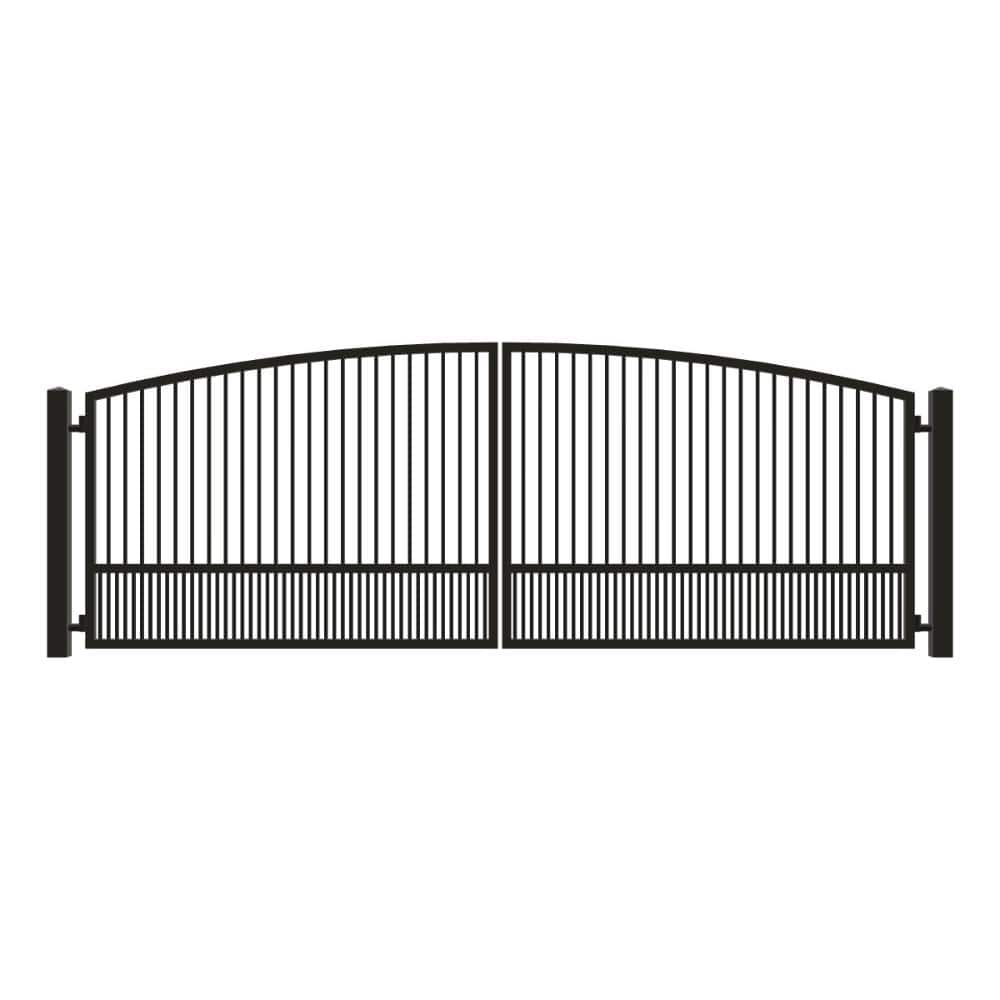 Unbranded Driveway Gate — Swing, Center, Arch, Puppy, Black — 206"W x 72"H (1)