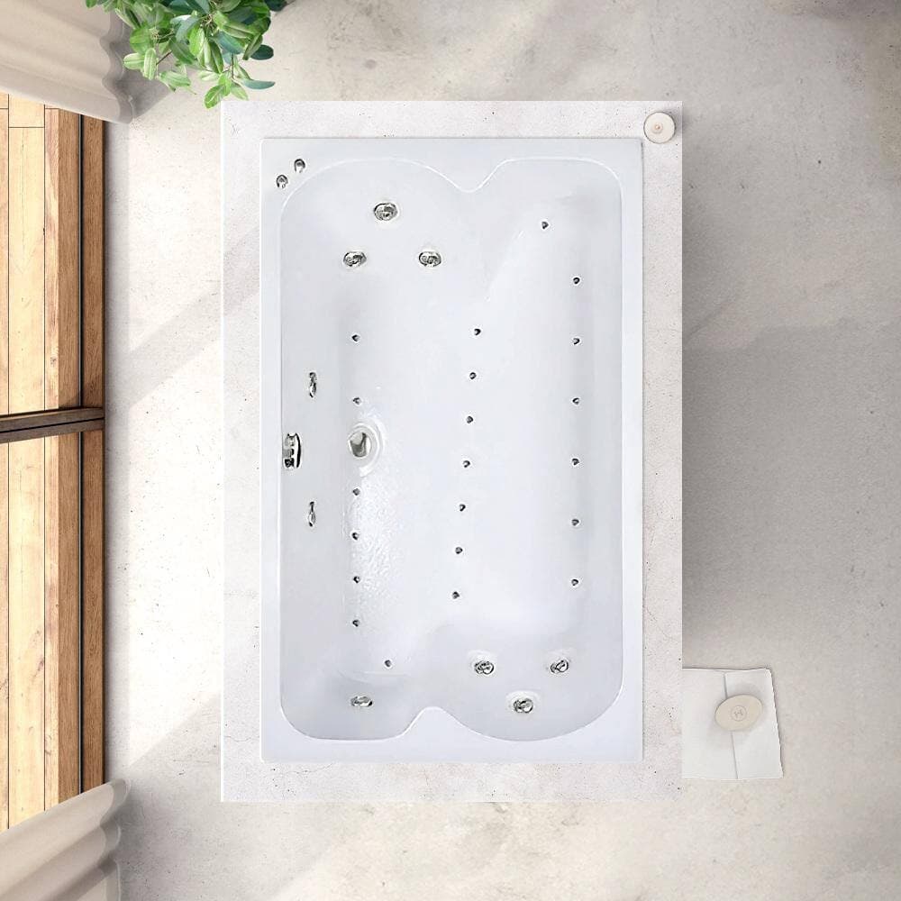 Comfortflo 60 in. x 43 in. Acrylic Rectangular Drop-in Whirlpool and Air Bathtub with Center Drain in White (3)