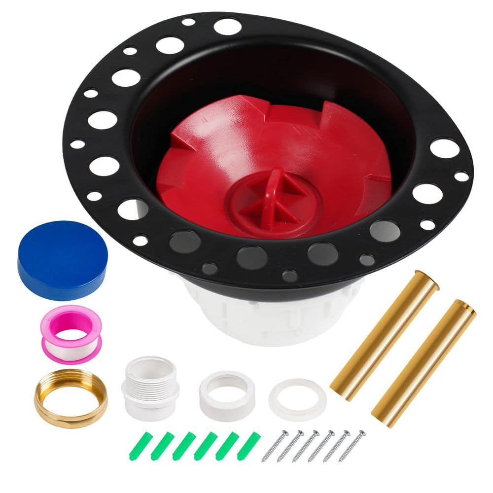 Wudkey 1-Piece Freestanding Tub Drain Rough-in Kit in Black, Included Mounting Hardware, PVC Adapter and Brass Tail Pipe (1)