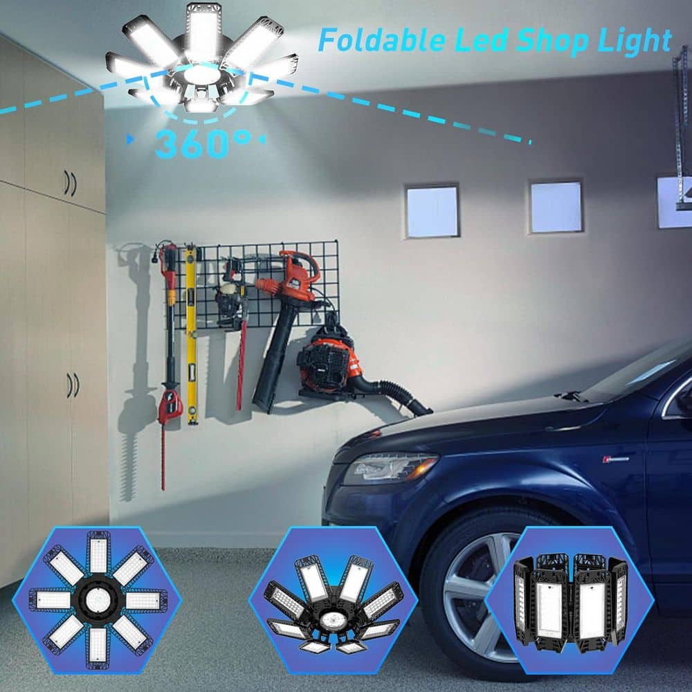 Lukyamzn 240V Volt 24000 Lumen LED Garage Ceiling Light Bay Lighting Deformable Panels 6500K Daylight 360° Coverage (2)