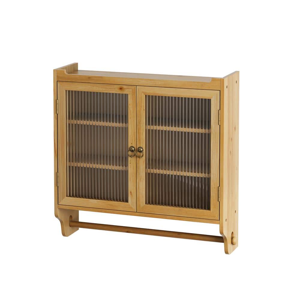 WELLFOR 24.8 in. W x 7.08 in. D x 23.62 in. H Bathroom Storage Wall Cabinet in Natural