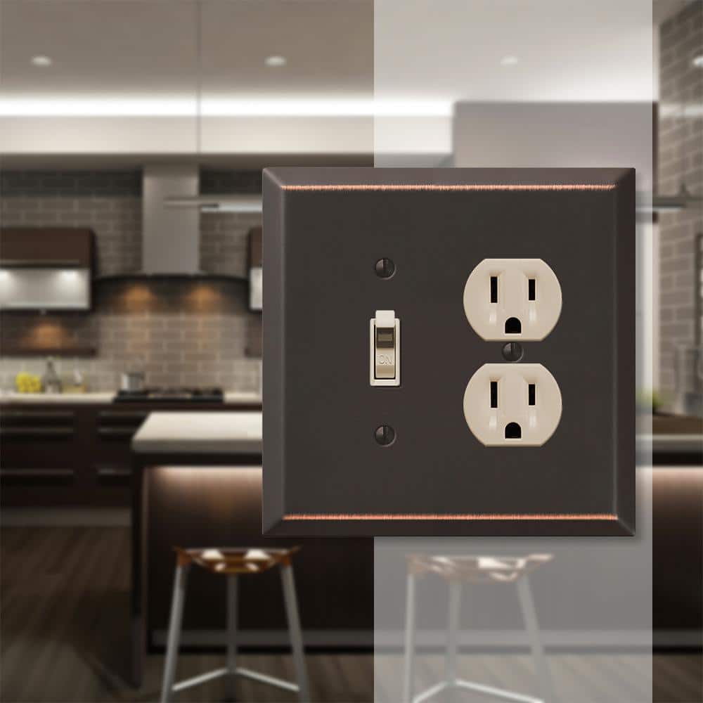 AMERELLE Oversized 2 Gang 1-Toggle and 1-Duplex Steel Wall Plate (2)