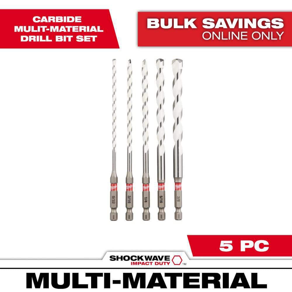 Milwaukee SHOCKWAVE Carbide Multi-Material Drill Masonry Bits Set (5-Pack)