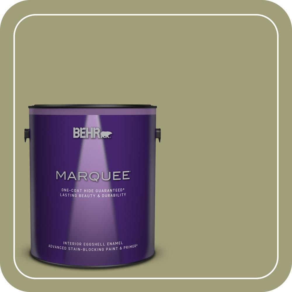 BEHR MARQUEE 1 gal. #MQ6-57 Bermuda Grass One-Coat Hide Eggshell Enamel Interior Paint & Primer (1)