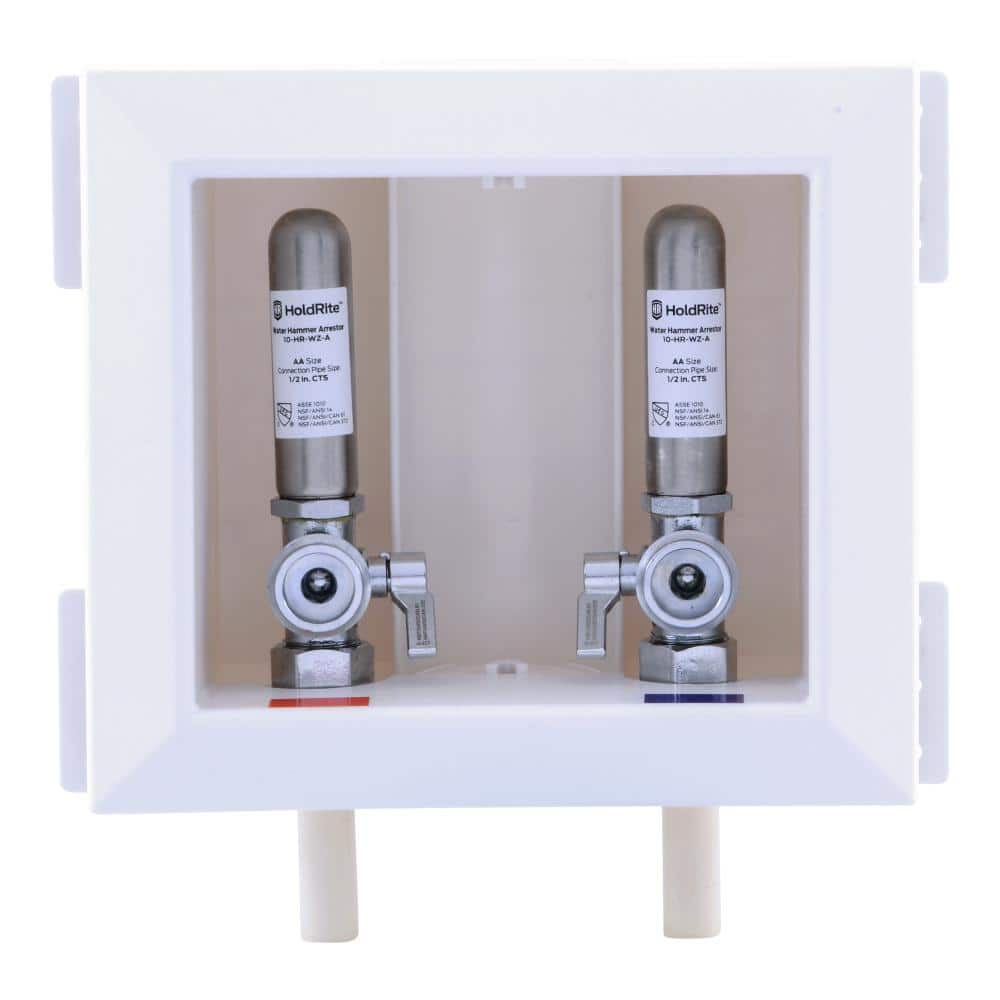 HOLDRITE 1/2 in. CPVC x 3/4 in. Male Hose Thread Washing Machine Outlet Box with Water Hammer Arrestors (1)