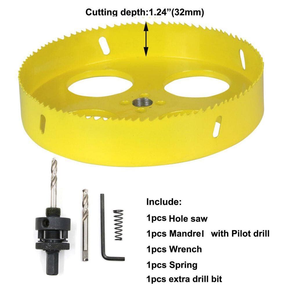 Unbranded Bi-Metal 9 in. Hole Saw with Arbor Mandrel for Wood Soft Metal Drywall Plywood Cutting 229mm Sharp Teeth (2)