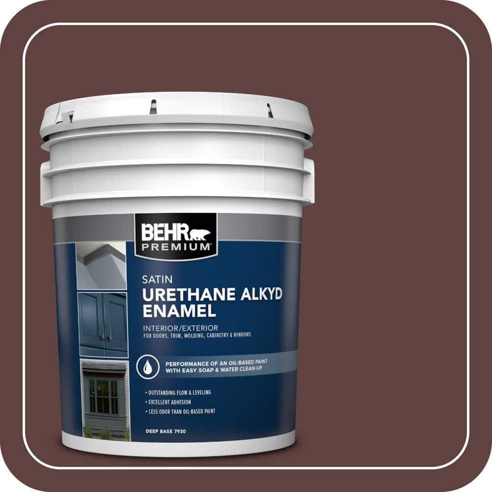 BEHR PREMIUM 5 gal. #BXC-21 Chicory Root Urethane Alkyd Satin Enamel Interior/Exterior Paint