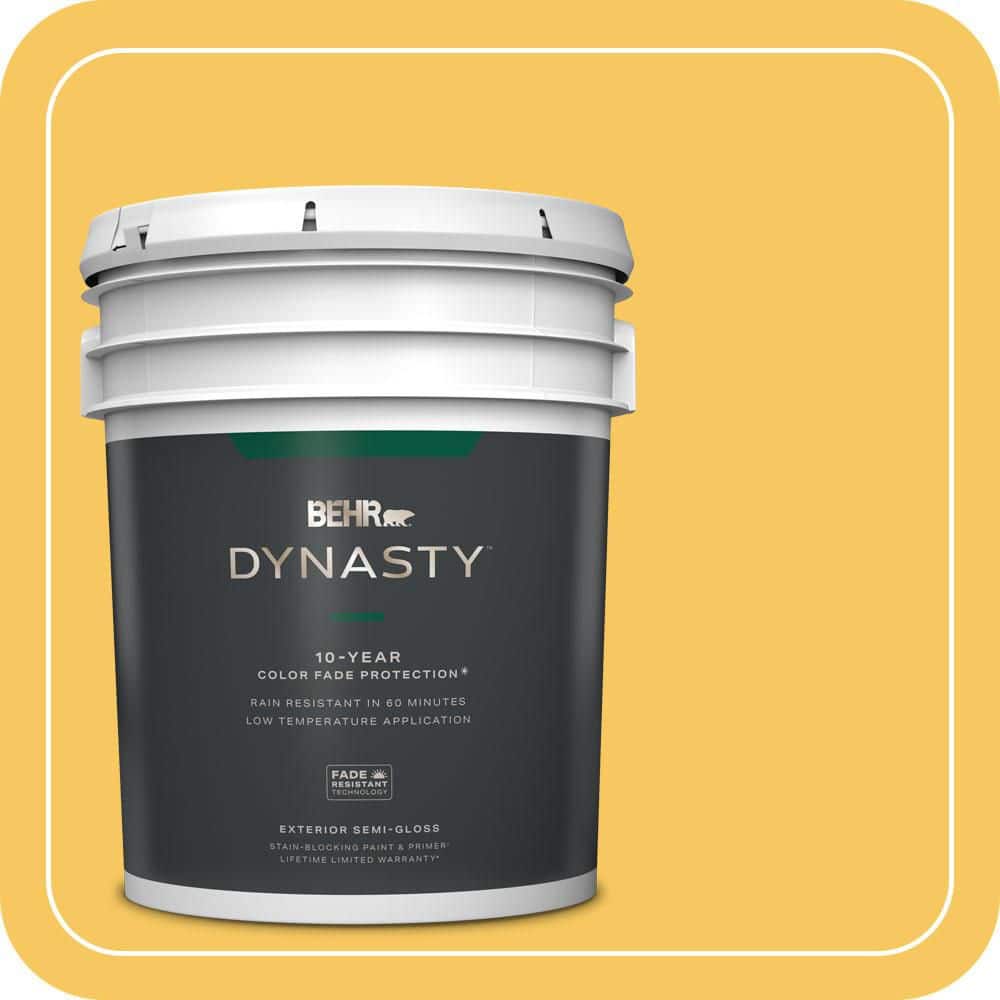 BEHR DYNASTY 5 gal. #P280-5 Little Sun Dress Semi-Gloss Exterior Stain-Blocking Paint & Primer