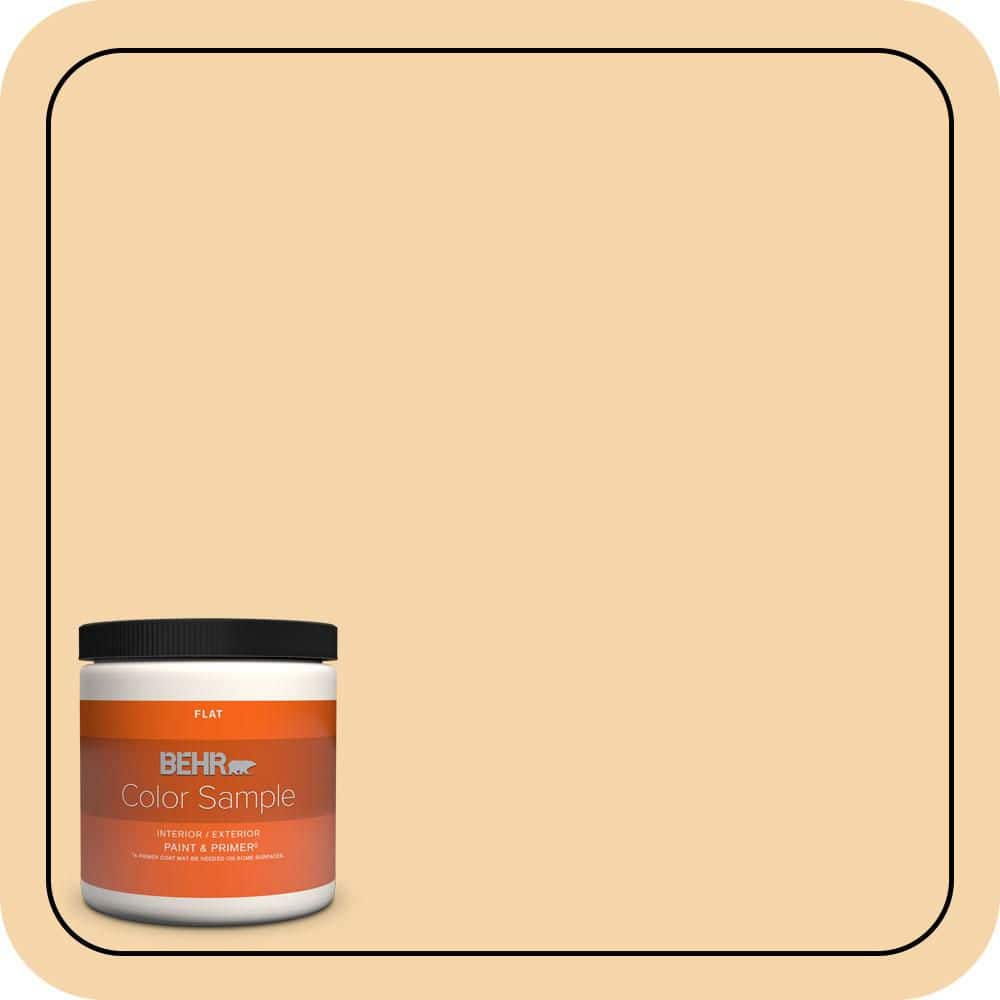 BEHR PREMIUM PLUS 8 oz. #PPU6-08 Pale Honey Flat Interior/Exterior Paint & Primer Color Sample