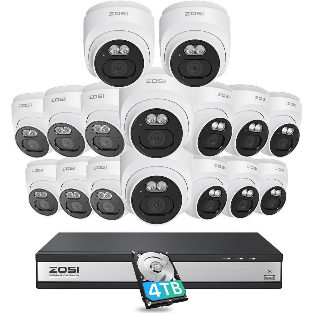 ZOSI 16-Channel 4TB POE NVR Home Security Camera System with 16 Wired 4MP(1440P) QHD 2.5K Outdoor/Indoor Audio Cameras (1)