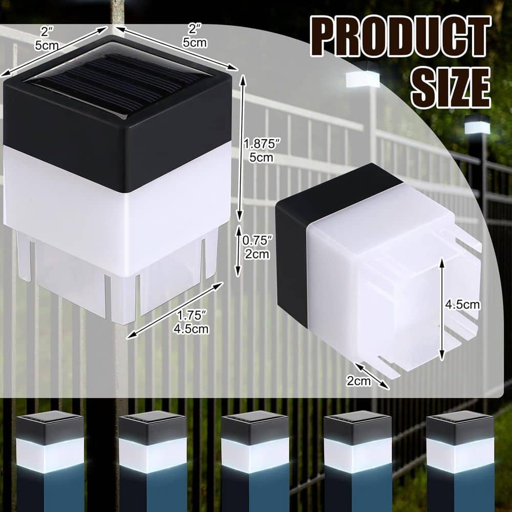 Afoxsos 2 x 2 in. Plastic Solar Fence Post Cap Lights Waterproof Windproof White 12-Pack (3)