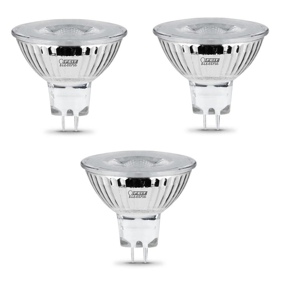 Feit Electric 35-Watt Equivalent MR16 GU5.3 Bi-Pin Dimmable 12-Volt Track Lighting 90+ CRI LED Flood Light Bulb, Bright White (3-Pack) (2)