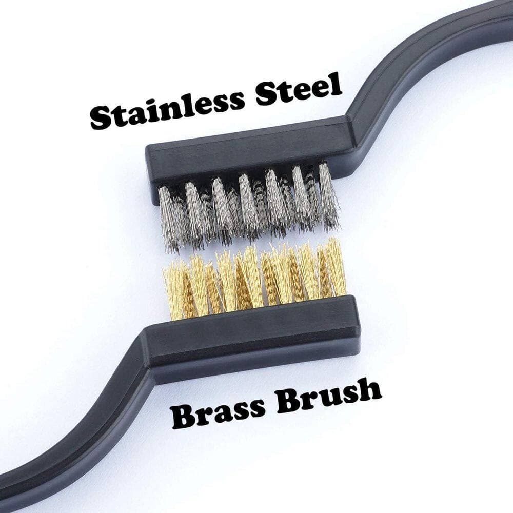 KIWDZFU 3.98 oz. Brass and Stainless Steel Wire Brush Set with Curved Handle for Cleaning Welding Slag and Rust 6-Pieces (2)