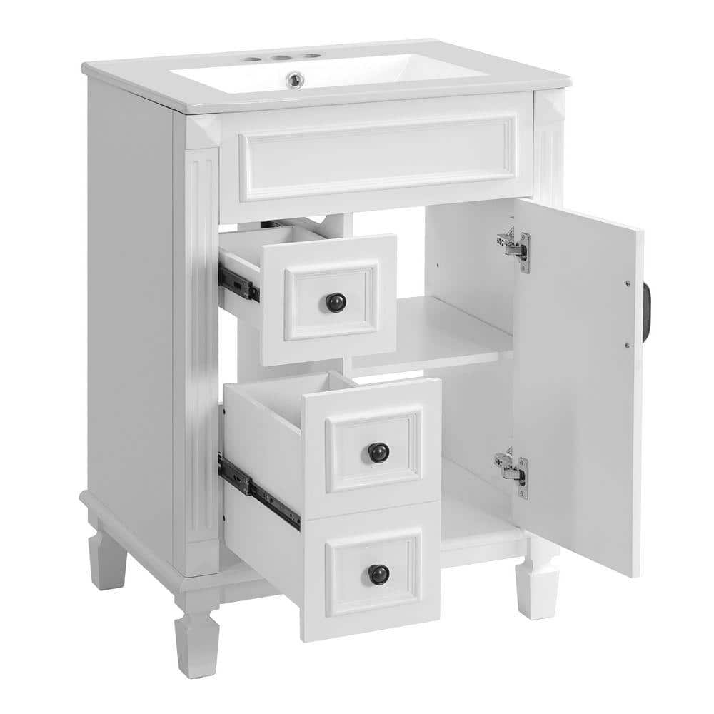 COWLOWN 24 in. W x 18.3 in. D x 34 in. H Bathroom White Linen Cabinet (1)