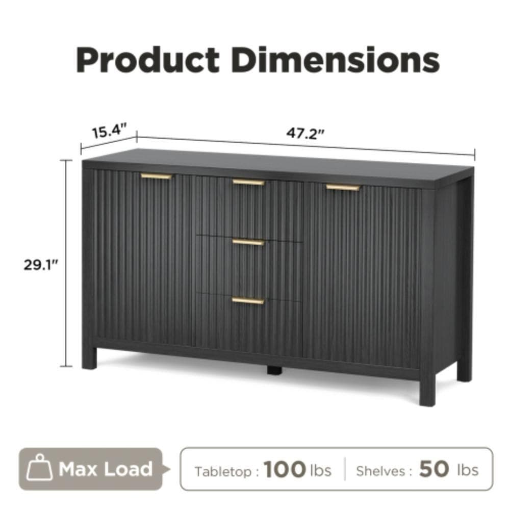 Unbranded 47.2 in. W x 15.4 in. D x 29.1 in. H Bathroom Black Linen Cabinet (2)