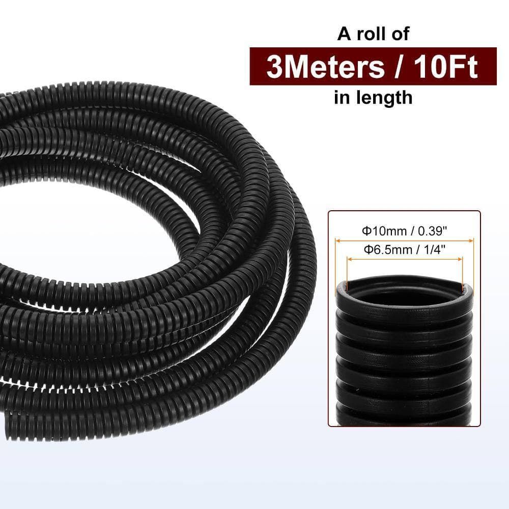 Unbranded 10 ft Split Wire Loom Tubing 1/4 in Inner Dia Flexible PP Cable Conduit Sleeve for Wire Protection (2)
