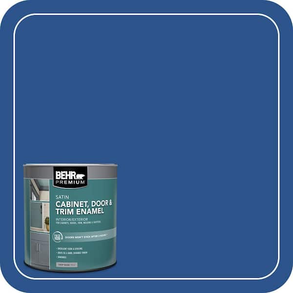 BEHR PREMIUM 1 qt. #P520-7 Flashy Sapphire Satin Enamel Interior/Exterior Cabinet, Door & Trim Paint (2)