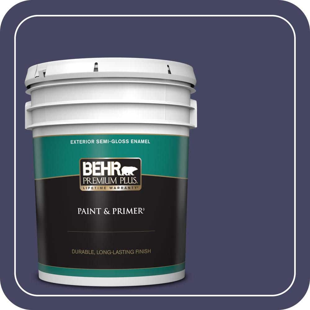 BEHR PREMIUM PLUS 5 gal. #S-H-630 Lunar Eclipse Semi-Gloss Enamel Exterior Paint & Primer