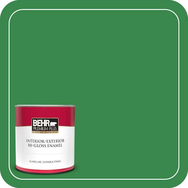 BEHR PREMIUM PLUS 1 qt. #P400-7 Paradise of Greenery Hi-Gloss Enamel Interior/Exterior Paint & Primer (2)