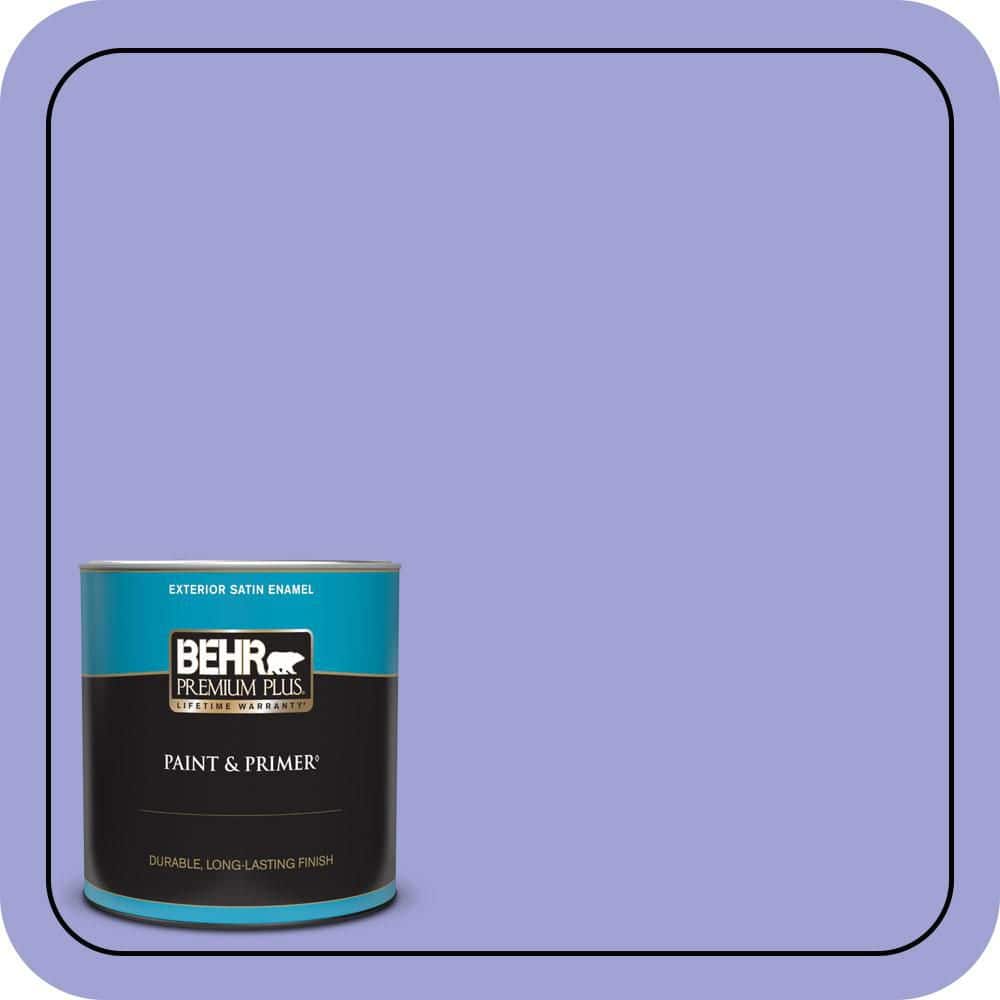 BEHR PREMIUM PLUS 1 qt. #P550-4 Water Hyacinth Satin Enamel Exterior Paint & Primer