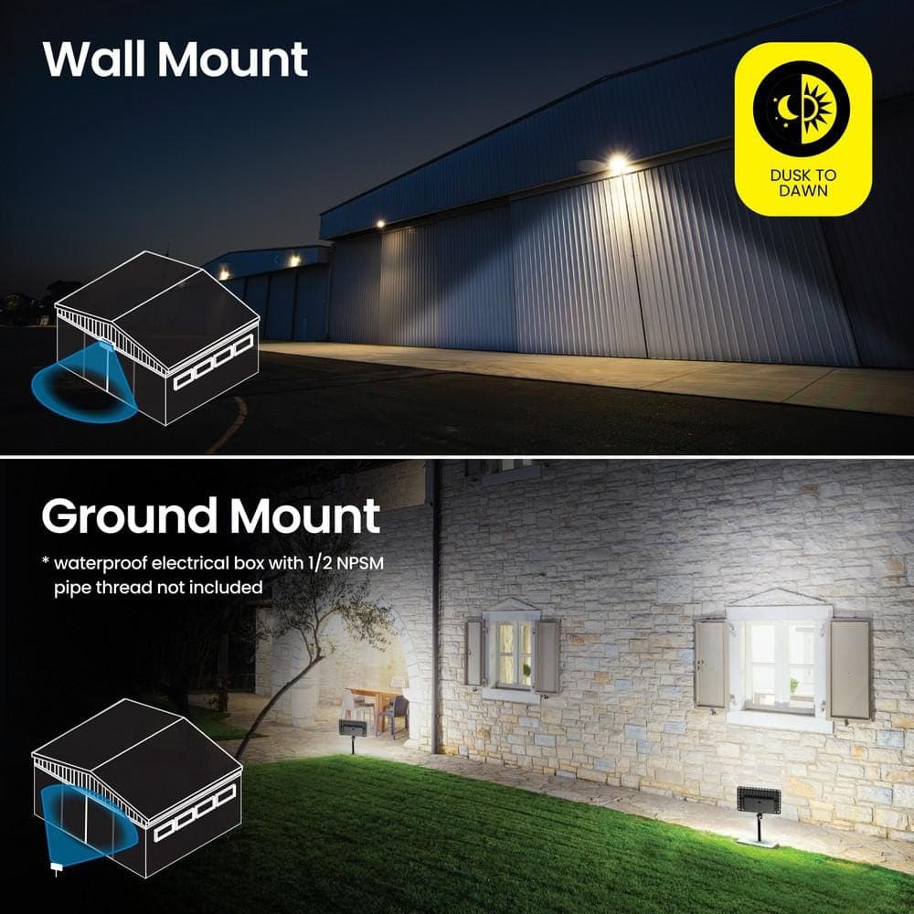 Feit Electric 4000/6000/8000 Lumen Select Integrated LED Selectable 5CCT Bronze Dusk to Dawn Commercial Ground/Wall Flood Light (3)