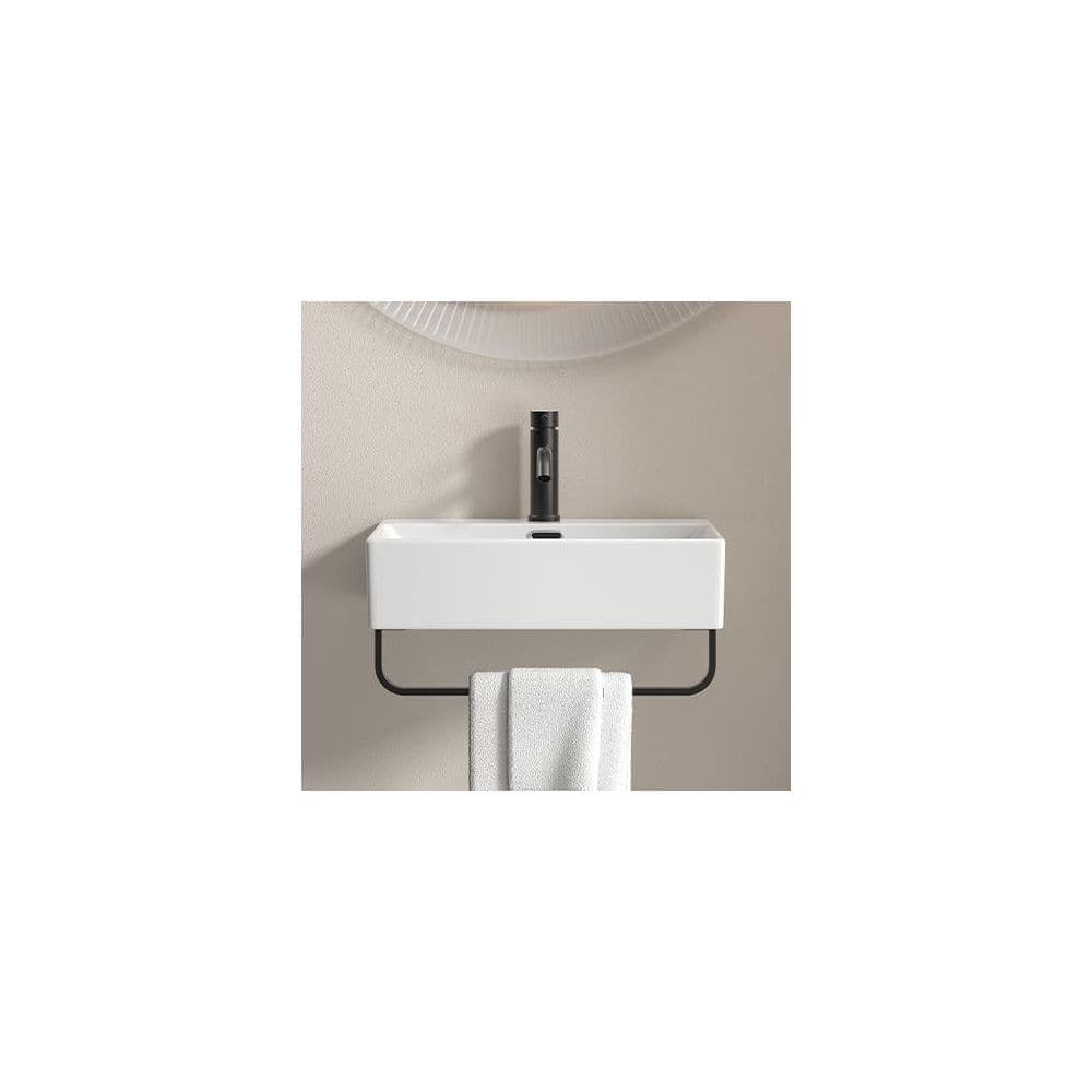 Tenleaf 20.08 in. W x 14.18 in. D x 5.12 in. H Wall Mounted Bathroom Ceramic Sink in White with Towel Rack (3)