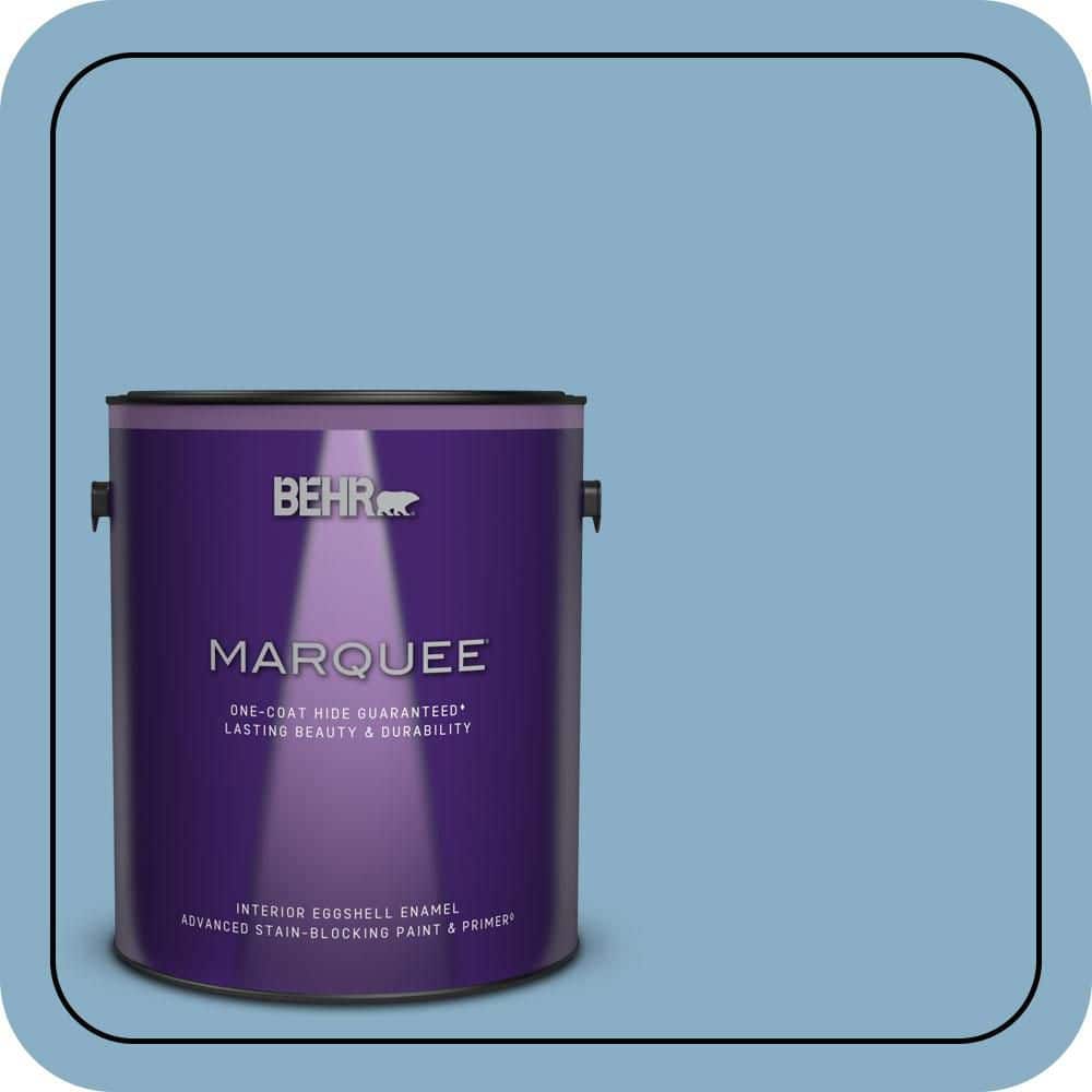 BEHR MARQUEE 1 gal. #S500-4 Chilly Blue One-Coat Hide Eggshell Enamel Interior Paint & Primer (1)