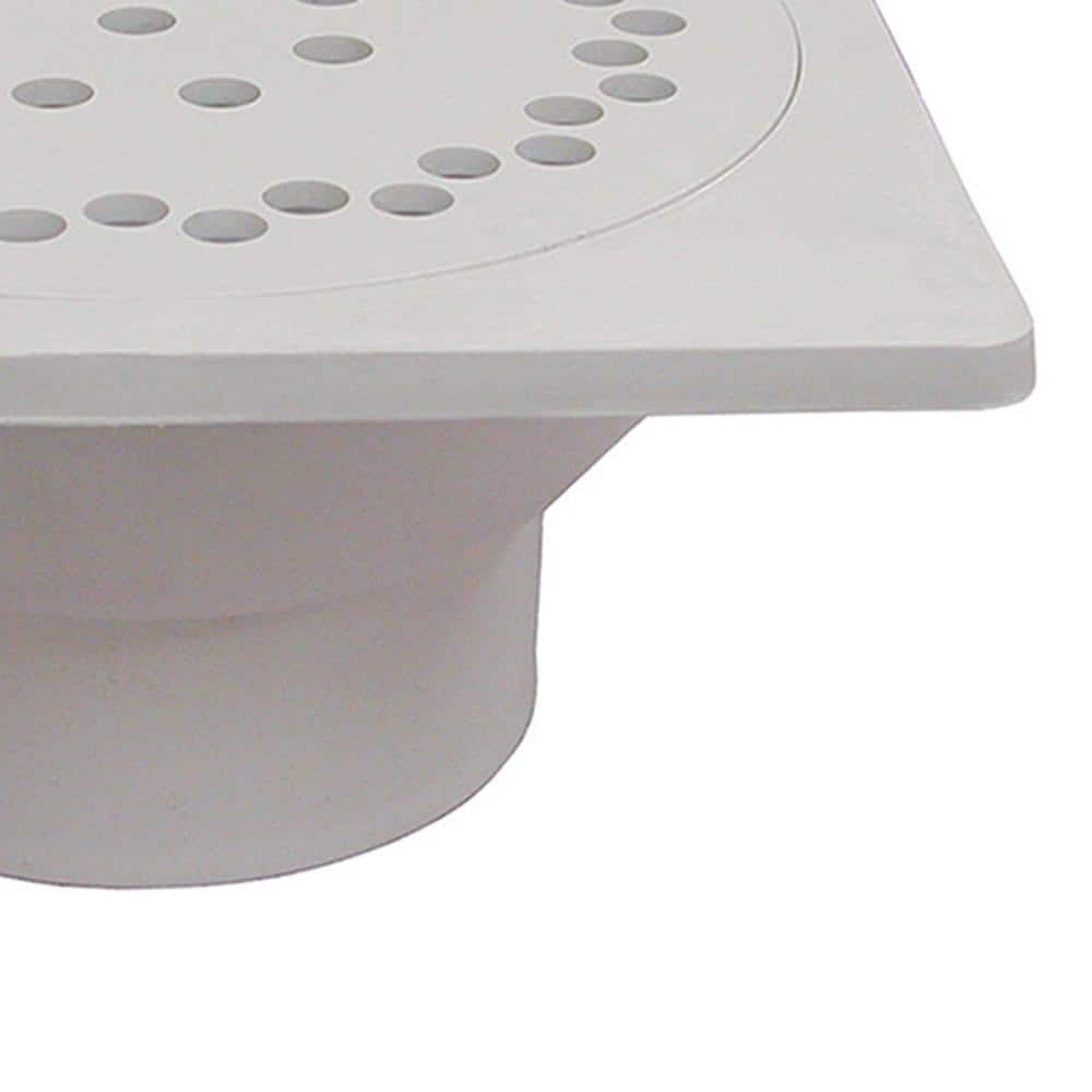 JONES STEPHENS 9 in. x 9 in. PVC Bell Trap with 3 in. x 4 in. Outlet and Snap-In Lid (2)