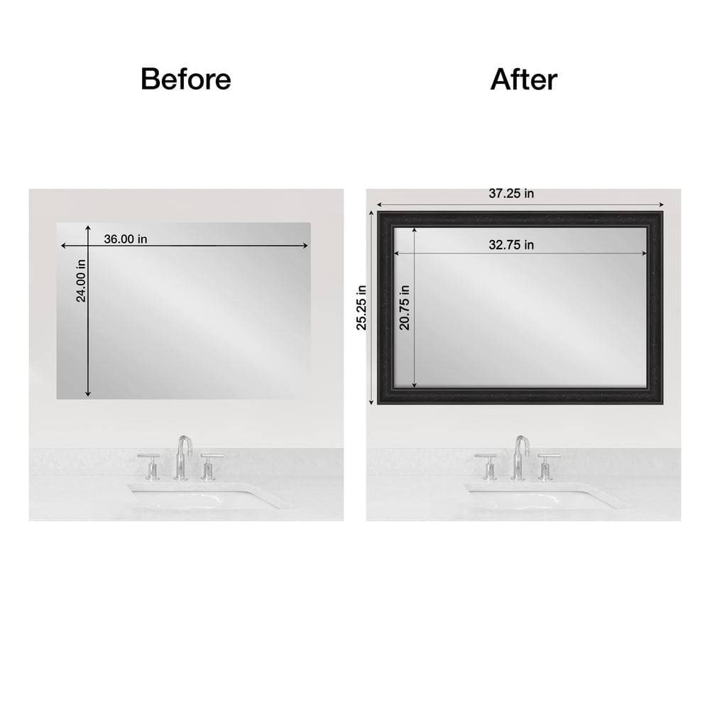Amanti Art Mirror Makeover Shipwreck Black Narrow 25.25 in. W x 37.25 in. H Bathroom Mirror Frame Border Kit-Fits a 24 x 36 mirror (2)