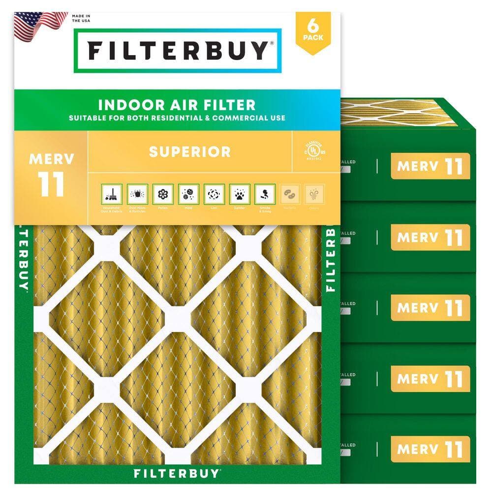Filterbuy 16.25 in. x 21.25 in. x 4 in. MERV 11 (FPR 7) Allergen Defense Pleated HVAC AC Furnace Air Filters Replacement (6-Pack) (1)