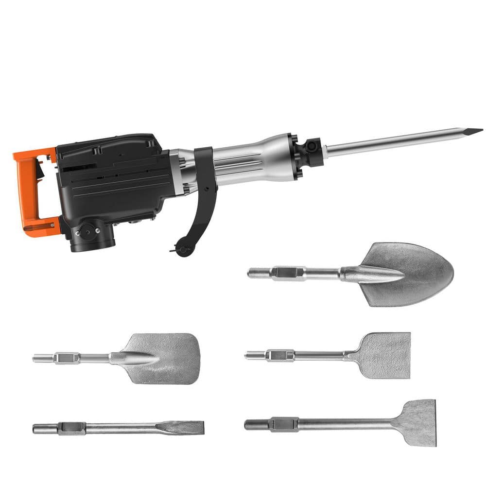 SKYSHALO Demolition Jack Hammer, 29. 53in. x 6. 3in. with 1350 BPM Concrete Breaker 6-pcs Chisels Bit Chipping with Case, 2200W (1)