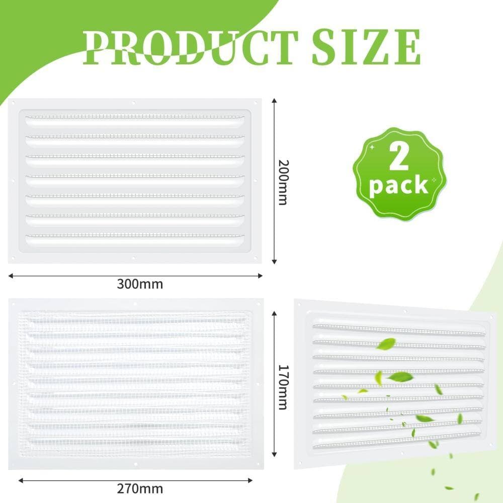 Unbranded 8 in x 12 in White Metal Gable Vent Louver Grille with Screen Mesh for Attic Shed Garage Moisture Guard 2 Pack (3)